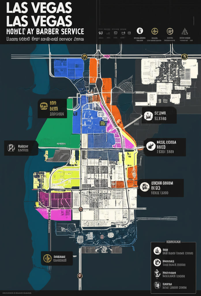 Las Vegas Strip Mobile Barber Coverage Map showing service areas