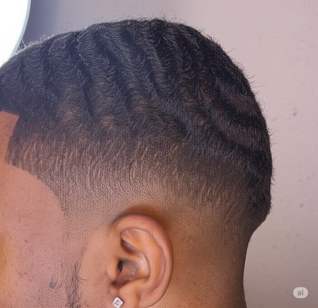 360 waves hairstyle with fade - house call barber emergency service San Francisco